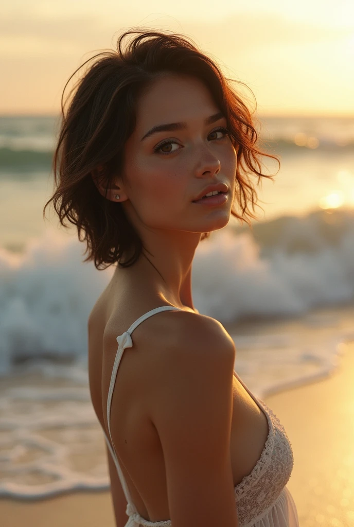 a mature 60-year-old woman with curly burgundy hair in a floral bikini, standing tall on a beach, detailed face,detailed eyes, detailed lips, beautiful curly hair, mature woman, 1woman, bikini, floral pattern, standing pose, beach scene, (best quality,4k,8k,highres,masterpiece:1.2),ultra-detailed,(realistic,photorealistic,photo-realistic:1.37),HDR,UHD,studio lighting,extremely detailed skin,vivid colors,natural lighting,warm color tones,cinematic lighting
