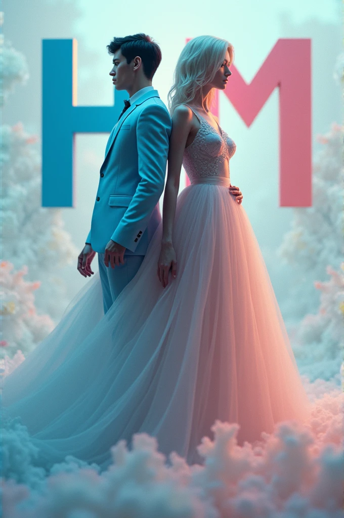 male:Blue letter H female:In pink lettersM