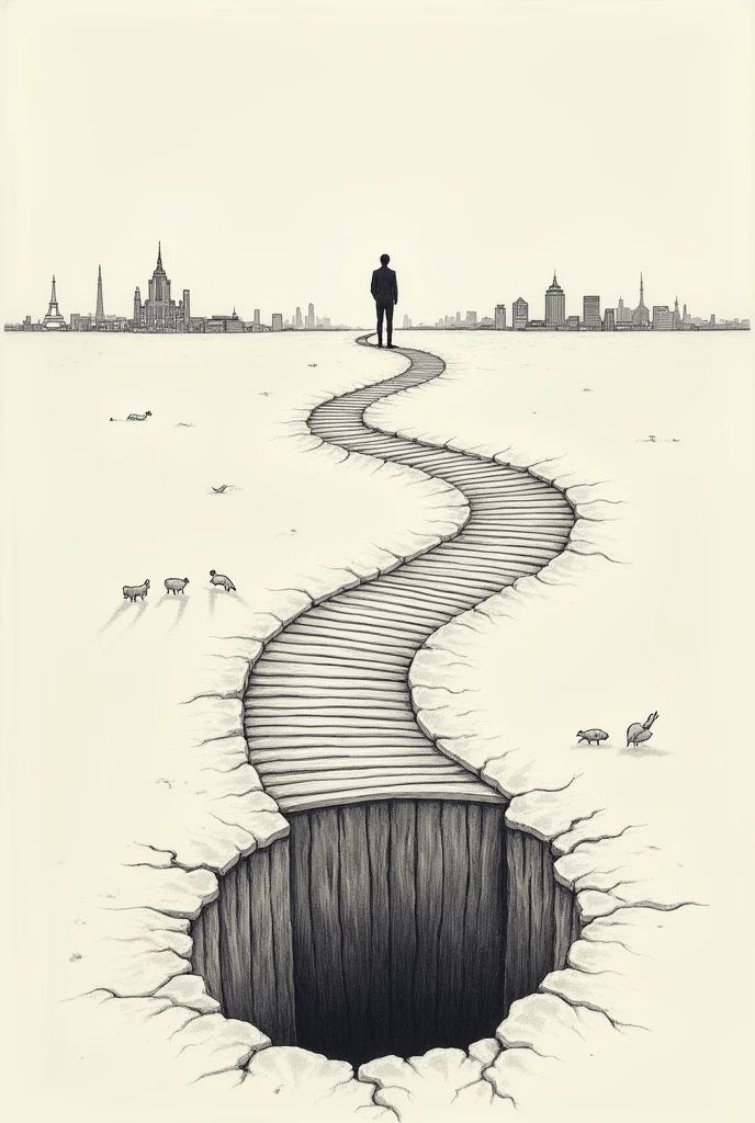 Make a drawing, Simpler, horizontally in two paths, one writing capitalism and one representing socialism, In capitalism, you have to attract attention, but at the end of it, there has to be a hole, meaning that it will take away everything you have achieved throughout your life., I want you to symbolize it with the United States and Europe, I want in socialism, algo Simpler mais que com a união e simplicidade vocês conseguem ganhar