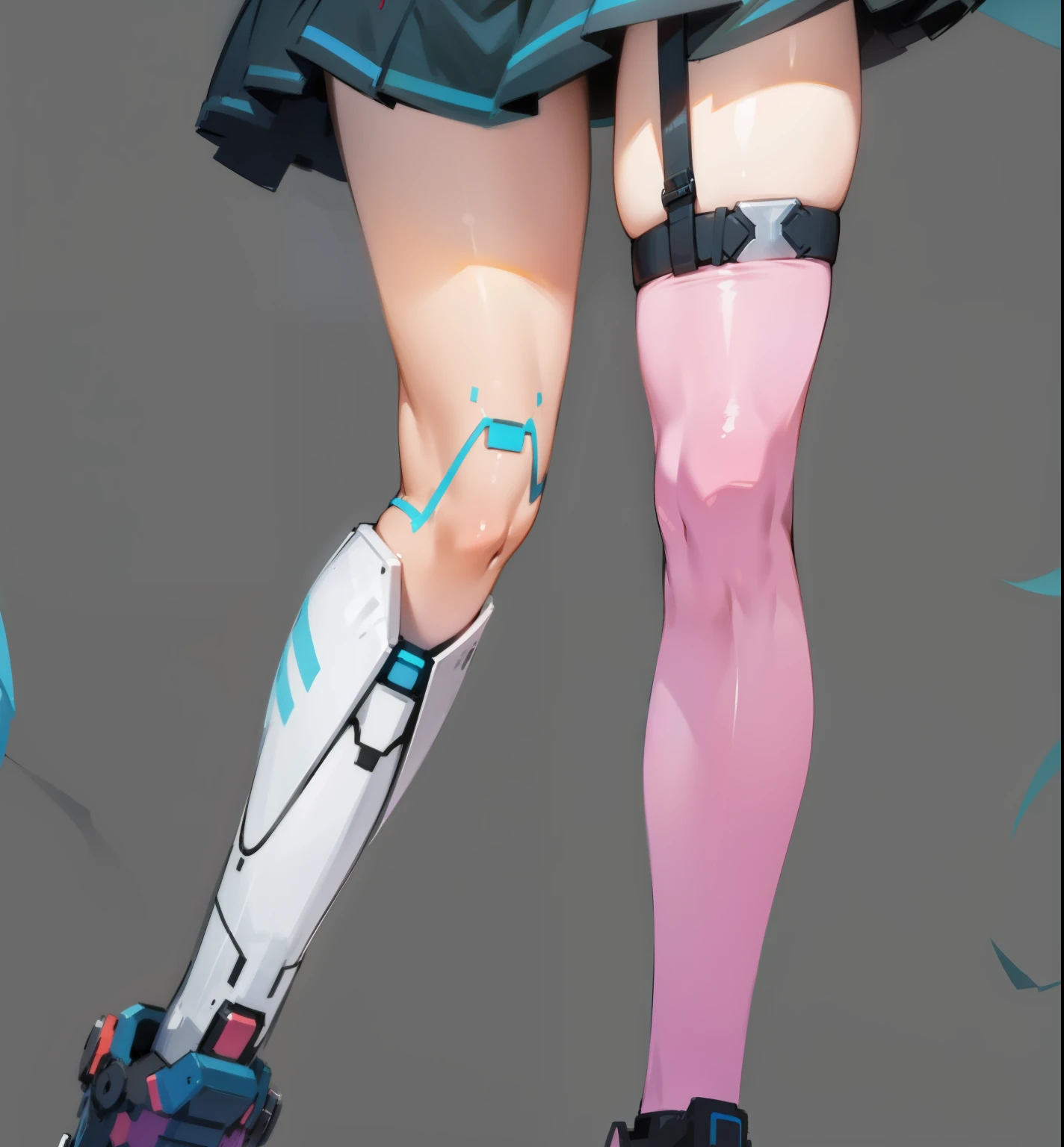  Beautiful girl&#39;s legs, mechanical legs, luminous metal texture 