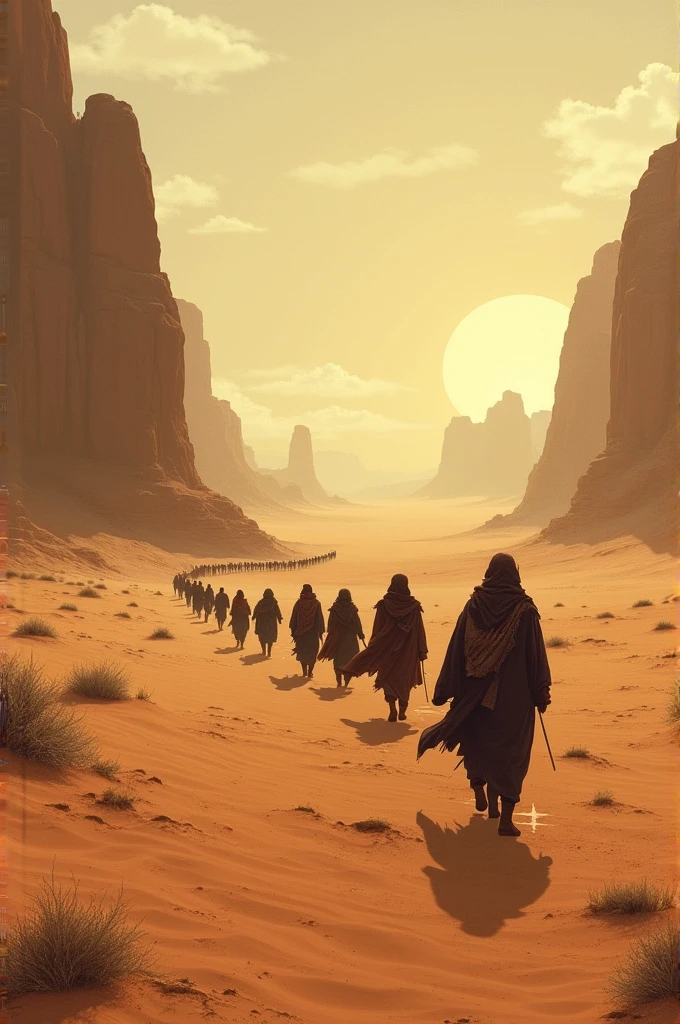 create for me a song cover, called Dust, with a scene of nomads in the desert