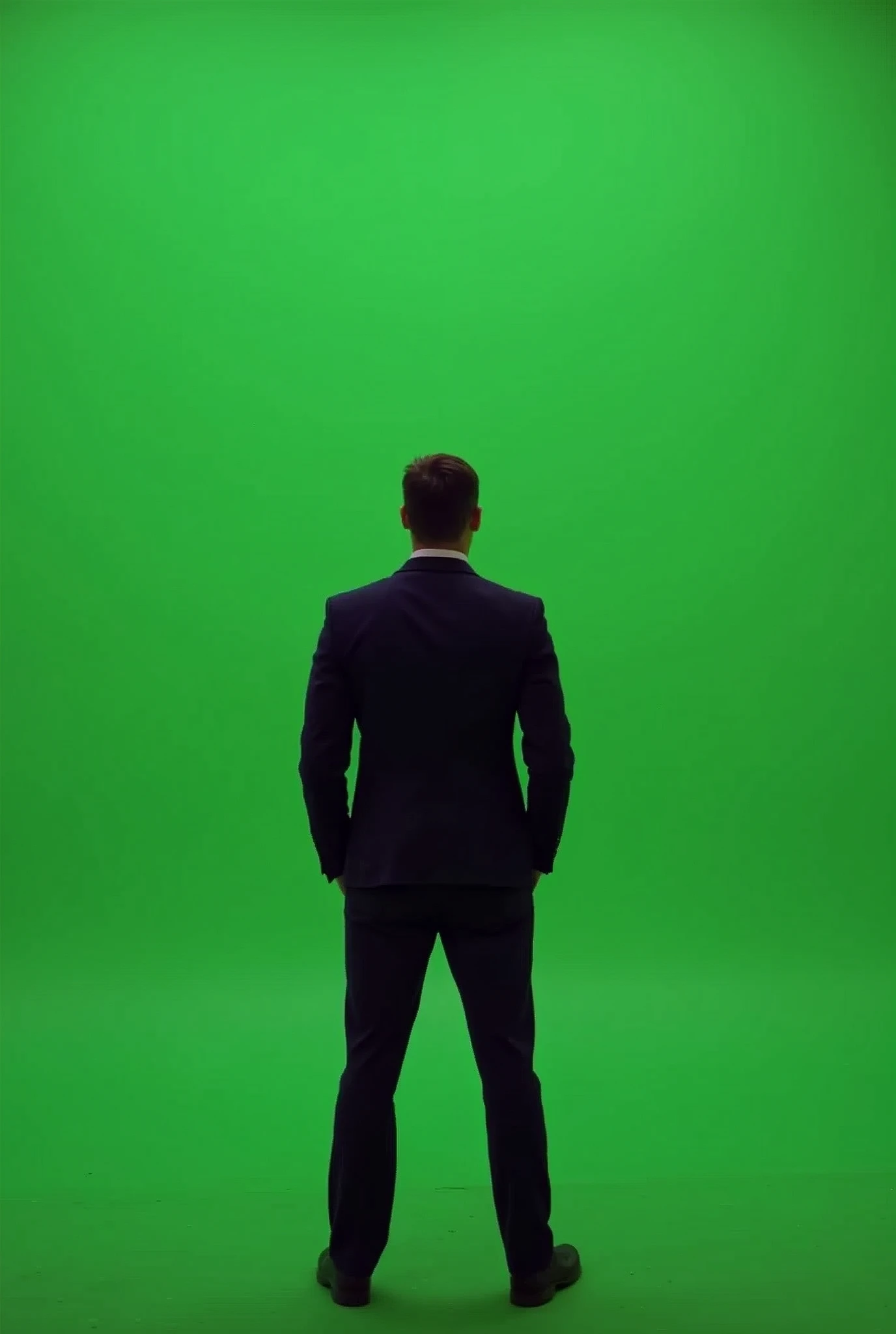 Man backside green screen