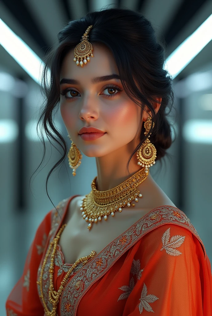 cyber realistic portrait of Pakistani bride (same face)