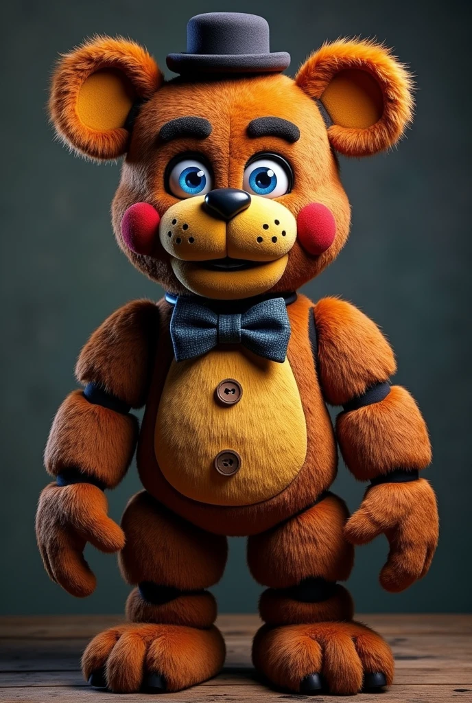 solo,full body, freddy fazbear,blue eyes,furry ,mini hat, animal ears, bowtie, gay sex bara, cumming