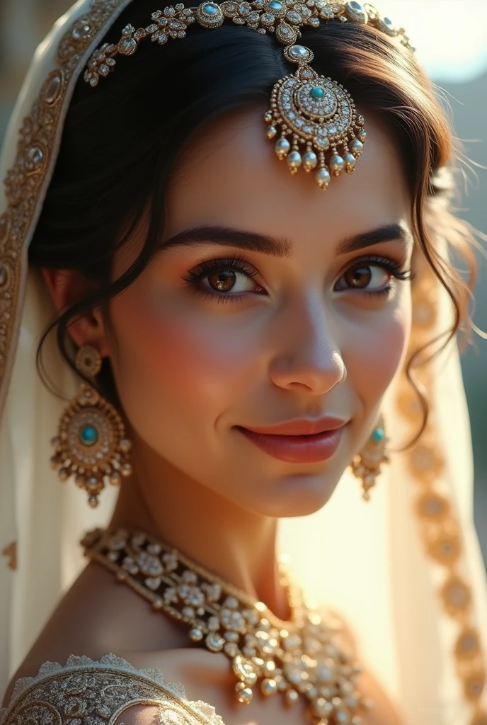dreamy realistic portrait of Pakistani bride (same face)