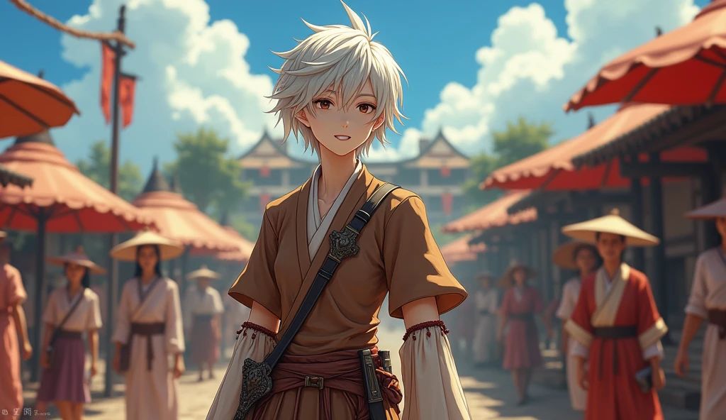 His complexion was as white as marble,This makes the enthusiastic peoples of the South look even more radiant,More sublime。His sturdy figure wore a brown tight short blouse,A finely carved dagger hung from his left butt。He rolled his sentimental eyes,At the same time, a mouthful of white teeth was exposed。