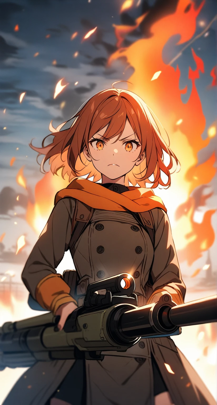 Woman aim flame thrower at you fire