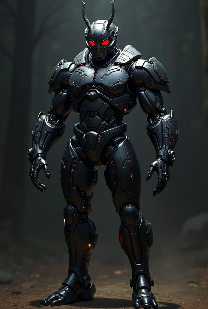 A black ant with antman look on dark background