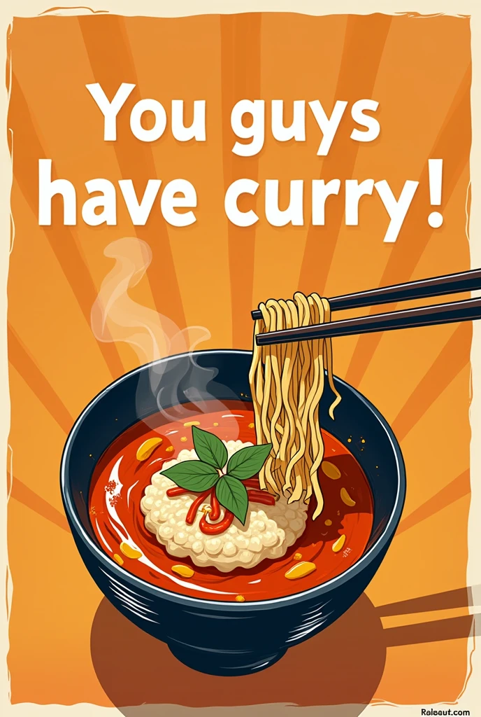 Typography Poster、"You guys have curry today!"Poster、Japanese curryのイラスト、Appetizing colors