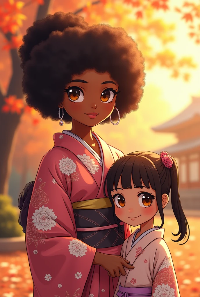 beautiful and handsome Black American family of 4 Beautiful lace and velvet Yukata, gorgeous face, Beautiful legs, light orange eyes, very happy face, fully body, colorful colors, detailed back ground, daytime sensation, high qualiy, 8k Ultra HD, effect, soft anime style digital illustration, atmosphere similar to Kyoto's animation, Luminism, effect tridimensional, Luminism, rendering in realistic cinematic image, octane rendering, isometric, colors beautiful, personagens requintados e expressões de high qualiy , playful body manipulation, ssmile, looking at the camera, strange light , Lovely space, soft texture, imaginative art, ethereal light, silent light, whispering silence, iridescent encounter, shimmering fairy powder, Dazzling Background, fully body, (((rule of thirds))), high qualiy, high détail, high resolution , (bokeh: 2), contra-luz, bright daylight
