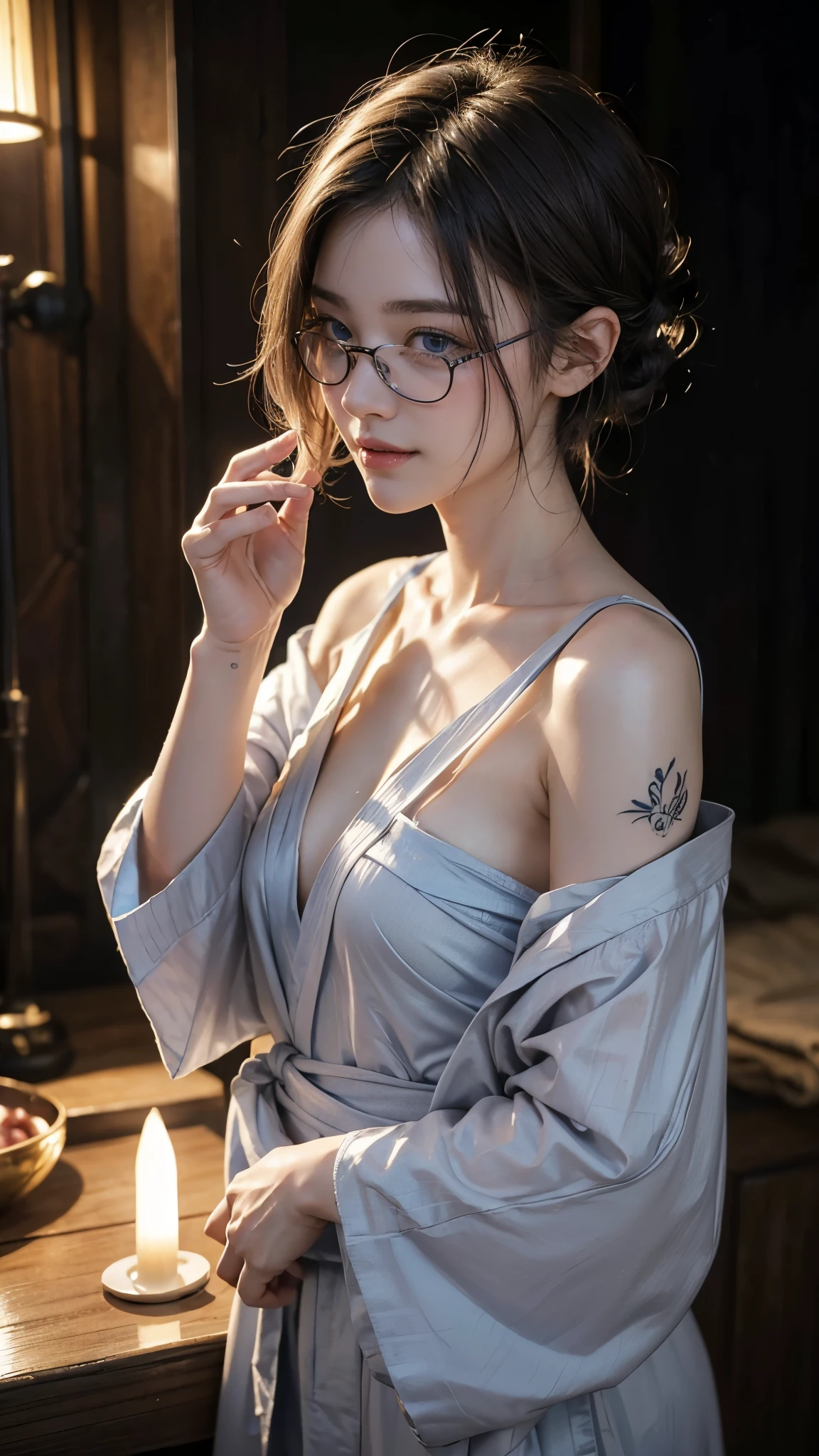 Glasses、Noble kimono、kimono、blue eyes、firework、blonde、Tattoos all over the body、Sexy Face、Sex Pose、short hair、More than one person、((1人のwoman:1.5))、Three people lined up、服がWet、Hair tied up、Wet、Covered in semen、Full body photo、Sexy Face、short hair、 A look of complete lust、(((masterpiece)))、((Highest quality))、((超Realistic))、成熟したwoman、成熟したwoman、perspective、Very detailed、The perfect temptation、Best image quality、Fine-grained image quality、beautiful、European, woman, French, woman Italian, Italian, smile、blue eyes、jewelry, blue eyes, Realistic, High resolution, Soft Light,Hip Up, Glowing Skin, (Detailed face),tattoo, jewelry, , night, Grey Hair, Wavy Hair,attractive appearance, smile, Perfect Style,Ｄcup 、 Perfect balance, 