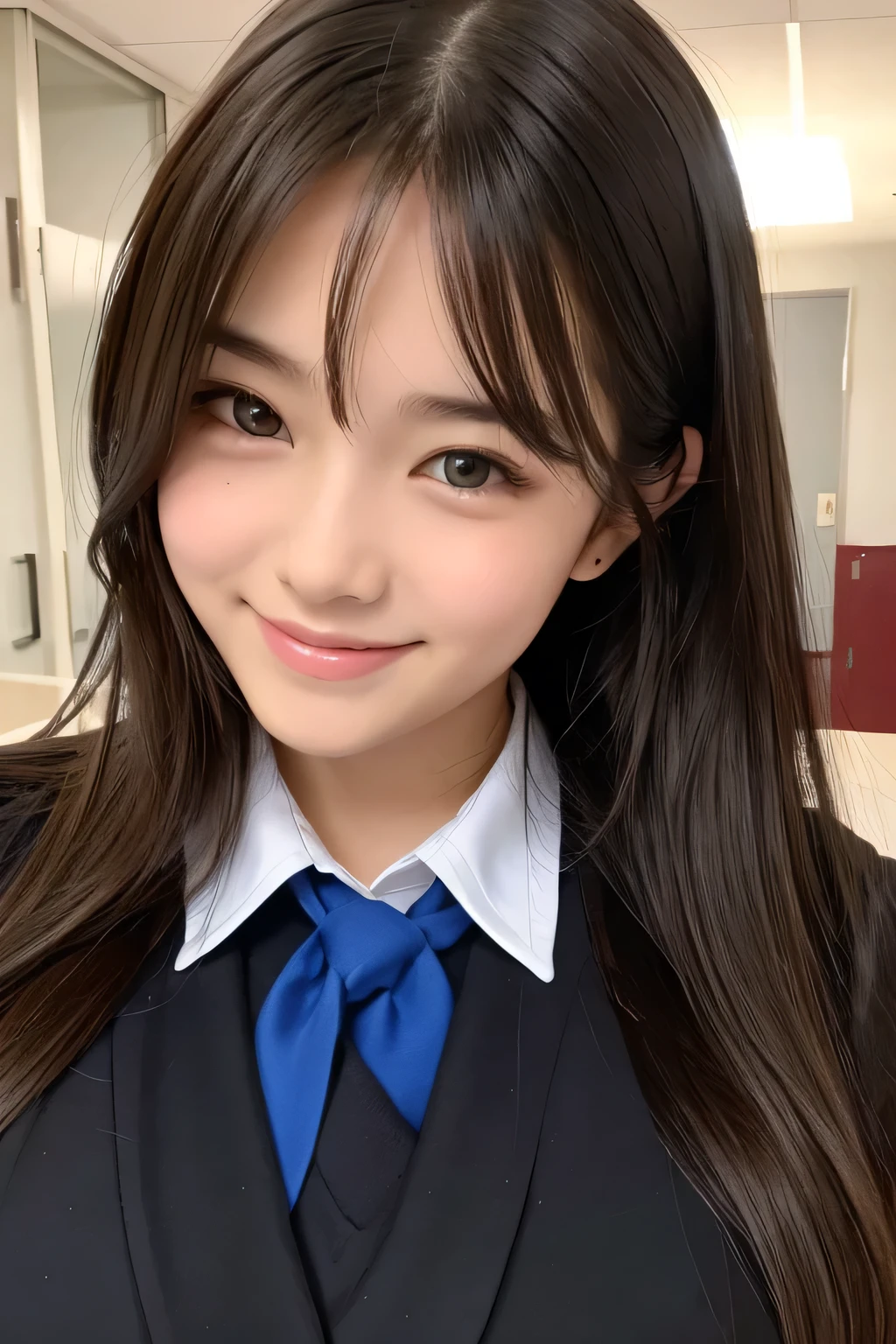 High school girl,Big Breasts,uniform,Beautiful Face,smile
