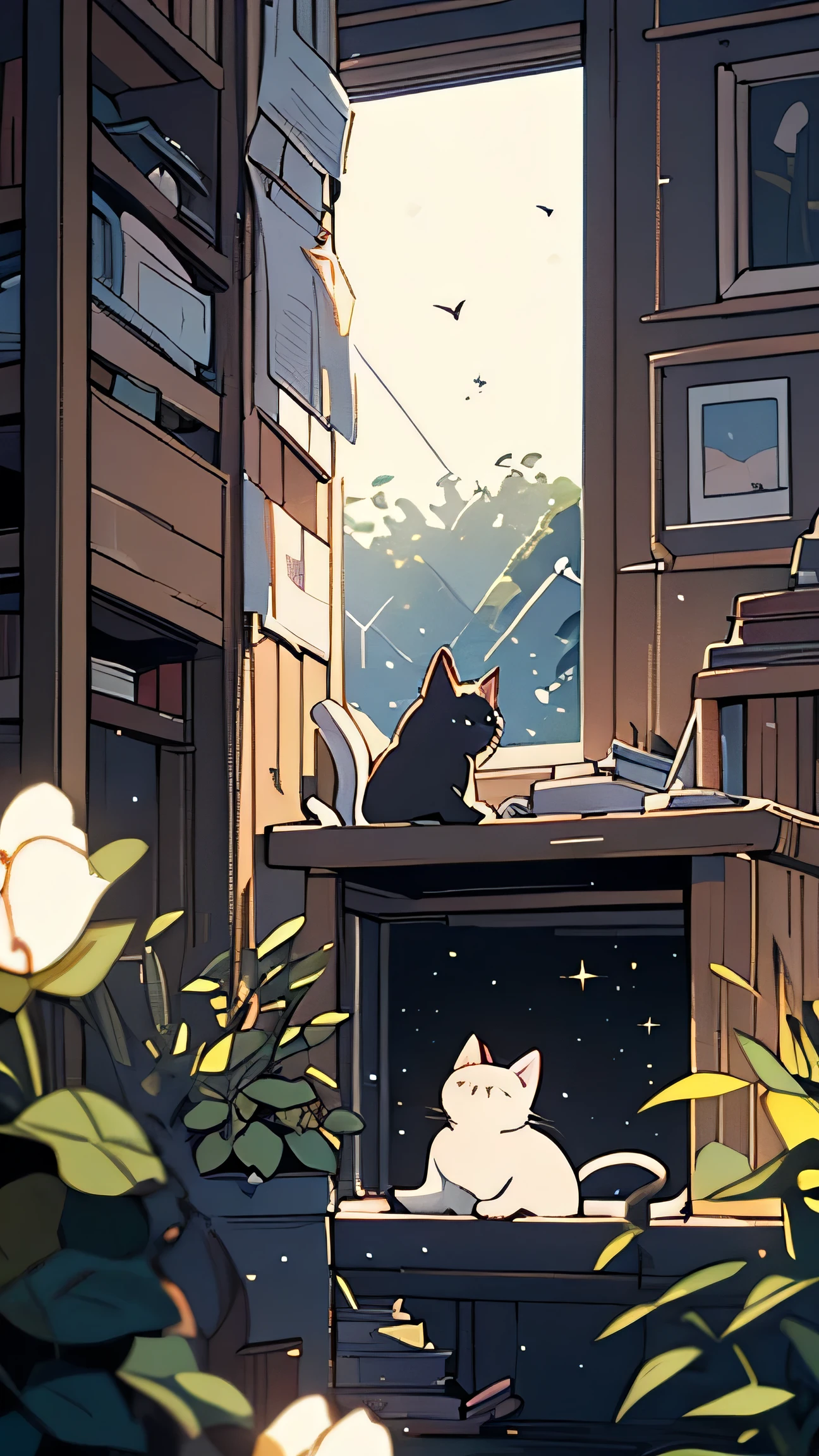 best quality:1.2), Beautiful lo-fi minimalistic vibe, White cat, Book, window, moon, light bokeh, Soft colors, shiny, Dynamic side angle, Natural soft lighting, 8K resolution, number, Four colors of pastel，Dynamic Angle,(Fantasy style:1.2),(high quality:1.3),(best quality:1.3),(masterpiece:1.3),Official Art,Official Wallpapers,4K Textures,(epic:1.2),(Mysterious atmosphere:1.2),Moonshine settings,midnight sky,(twilight:1.2),subtle sparkle,Whimsical vibe,(detailed:1.05),(extremely detailed:1.06),Clear focus,(complex:1.03),(extremely complex:1.04),Low contrast,Soft movie lighting,Soothing tones,HDR,(Beautiful scenery:1.08),(detailed scenery:1.08),(complex scenery:1.07),(:1.05),(Pretty Face:1.1),[Perfect eyes:0.8],[Perfect skin:0.8],[detailed face:0.8],[detailed eyes:0.8],[detailed hair:0.9],[detailed lips:0.8]