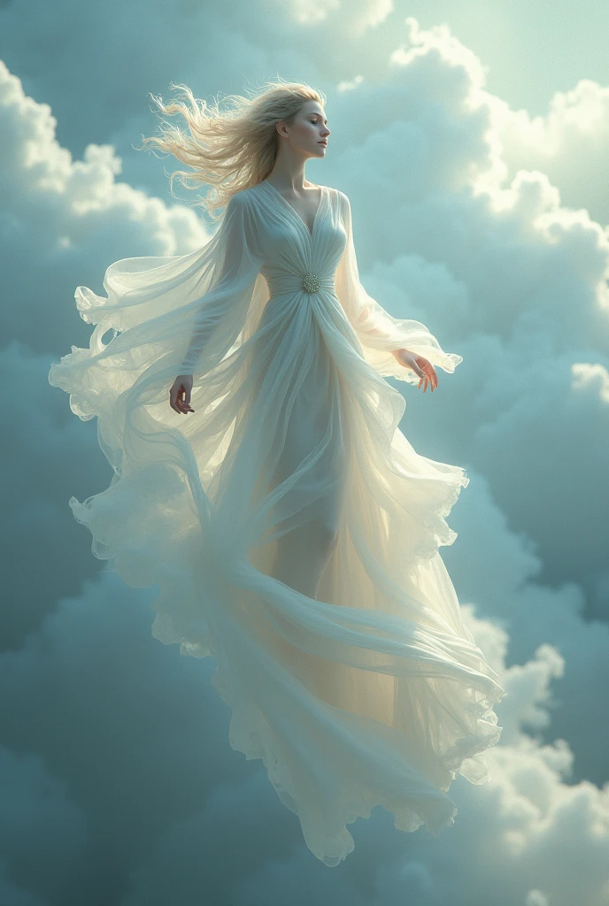 Woman in the clouds. Creative