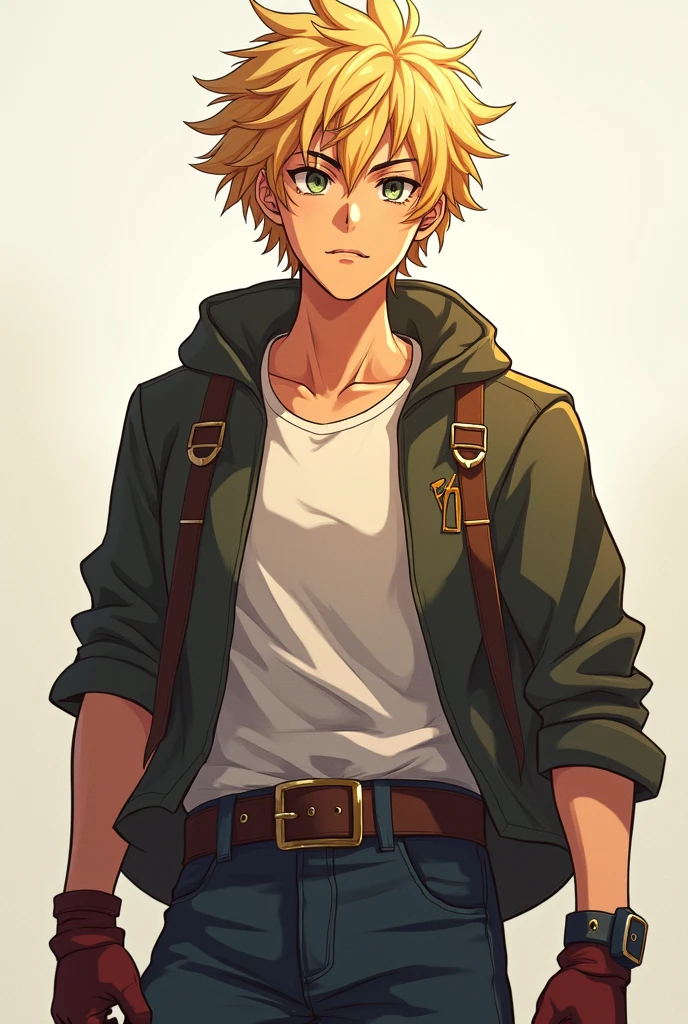 Dark blonde curly hair strong physique 15 year old appearance 1,70 tall. I want this anime style boy from Solo leveling I want him to look more like a 15 year old ???,Great now, just leave it a little strong
