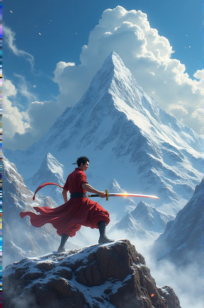 Zoro noa Zoro 3 swords in action at the top of mountain fighting with itachi Uchiha 