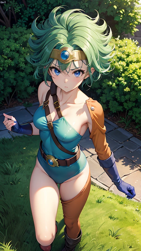 （（（ＳＦＷ、sound、Highest quality、First class work、Normal body、、Detailed face、Ultra-precision、Normal hand、通常のrefer to、５refer to、Highest）））、beautiful girl、yamato nadeshiko、Small breasts、Shortcuts、Blue leotard、Shoulder Off、Black paleo skirt、Red Cape、Circlet、??????? sword、shield、Dragon Quest、grassland、Depict every detail、Noise is kept to a minimum