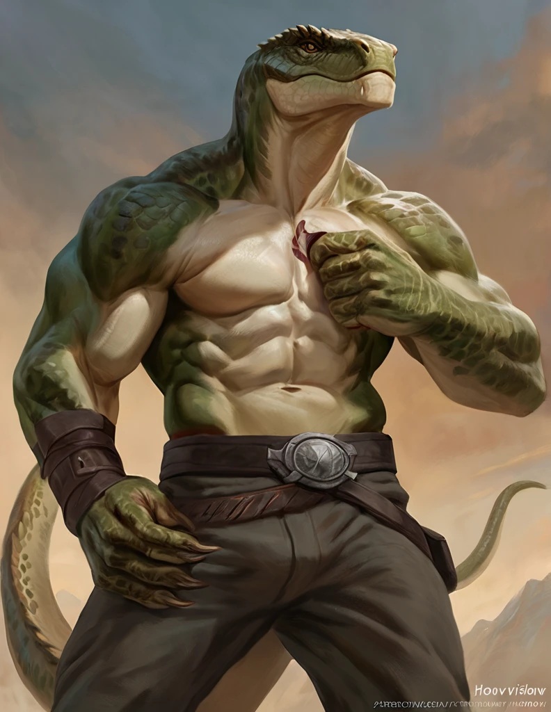 ,(Solo), concept art by frank frazetta, masculine, detailed,anthro male crocodile, athletic, barbarian, , foresmp,