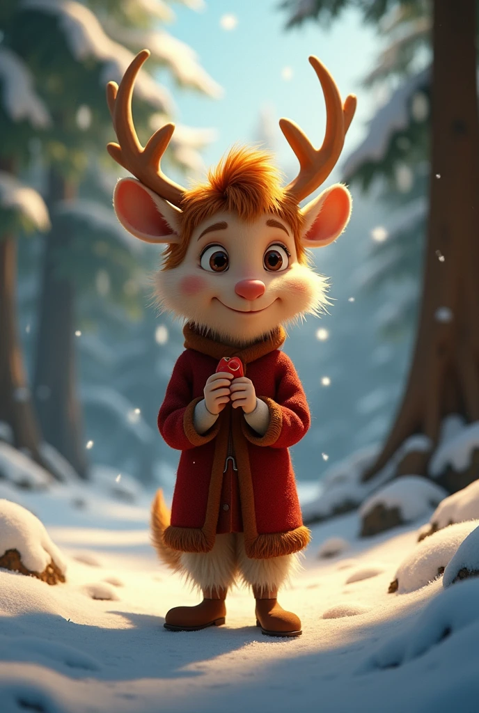 Pixar cartoon of a mythical young male nisse in a Norwegian forest at a wedding, Pixar animation style