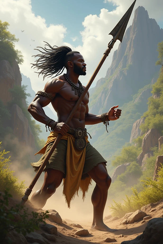 Traditional African spear in action