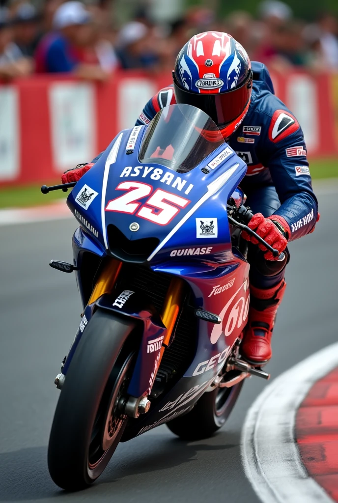 Yamaha r15 v3 with gresini racing team, with rider using TT COURSE captain america helmet