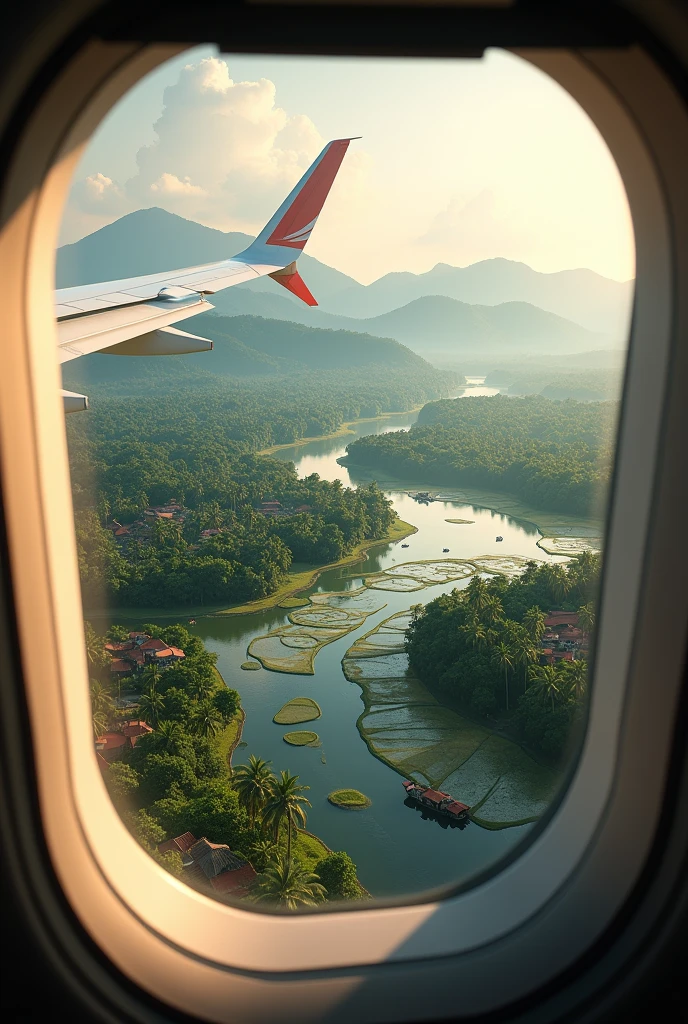 Airplane window view kerala