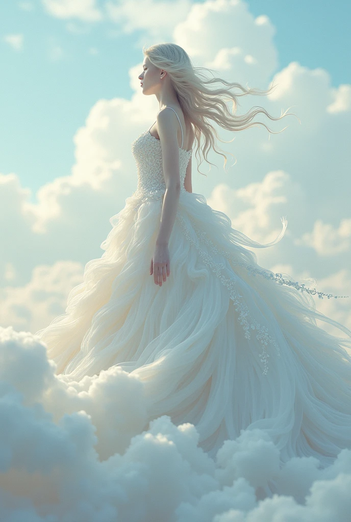 Woman frock created from clouds