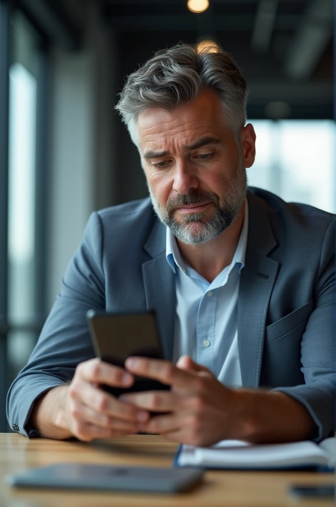 Create a photo of a man that he use mobile.
