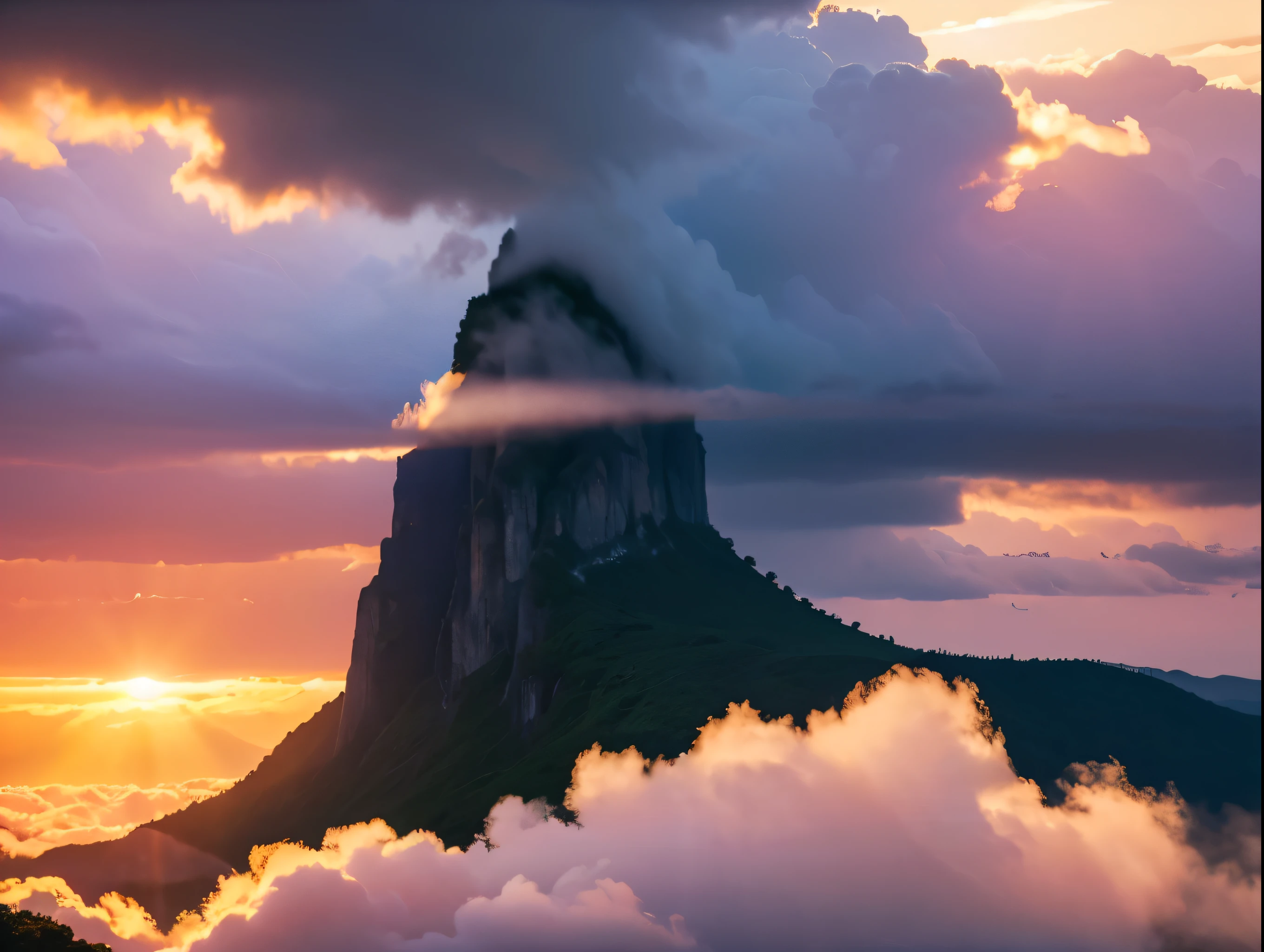 best quality,4k,8k,highres,masterpiece:1.2),ultra-detailed,(realistic,photorealistic,photo-realistic:1.37),dramatic sky,beautiful fluffy clouds,sunlight,sunbeams,vibrant colors,epic landscape,dramatic lighting,cinematic,breathtaking,awe-inspiring