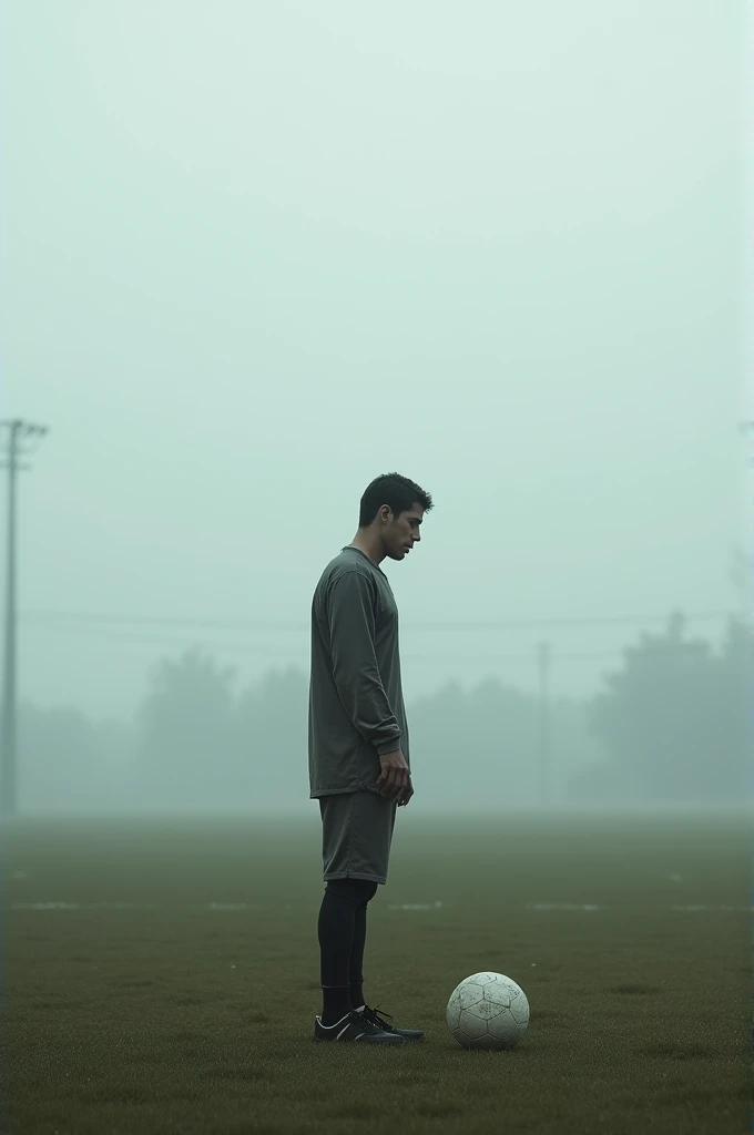 A man playing football lonely 