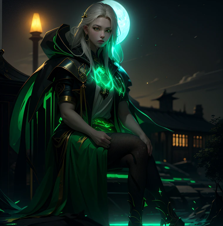 Text that reads
“Enlightened, seal the will of the heavens. Engrave the dark days. All life doesn’t know the true dao. The bitter abyss forever distorts the true dao. Await the path of cultivation"
in yellow, black,metallic,white, green, neon, sparkles,smoke,planet
,Cultivation,photo r3al,scenery,on top of a hill and looks at the lights of a city and a big moon rises in the background. cinematic, moonlight, night,