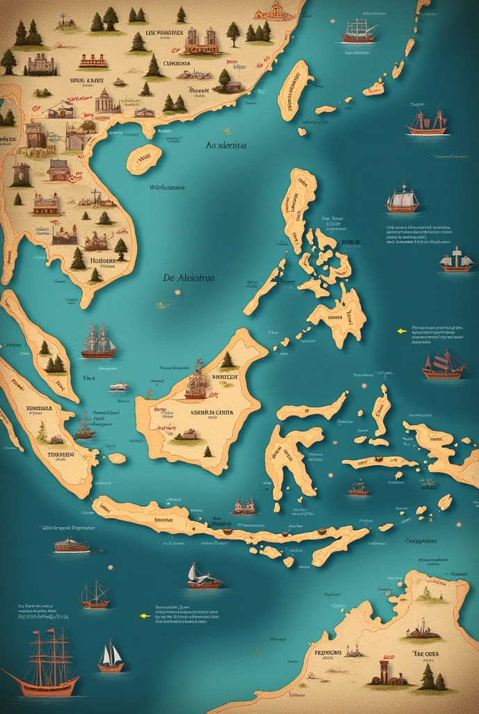 make me a route of Cornelis de Houtman's ocean exploration from the starting point to Indonesia