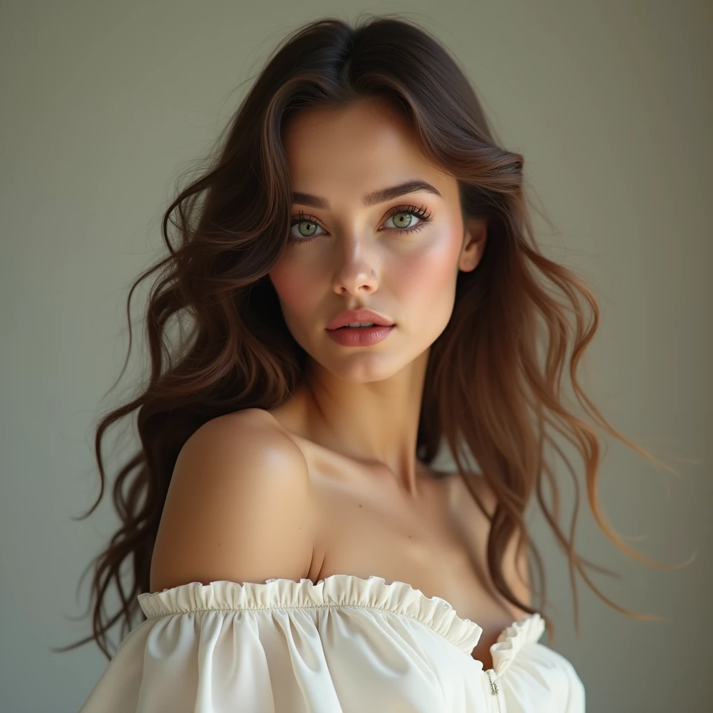 a beautiful young woman with long brown hair wearing a white dress, mimicking Marilyn Monroe's iconic white dress pose, intricate details, highly detailed face and expression, beautiful eyes and lips, delicate skin, elegant and graceful, dynamic pose, dynamic lighting, cinematic composition, high quality, detailed textures, photorealistic, masterpiece, 8k