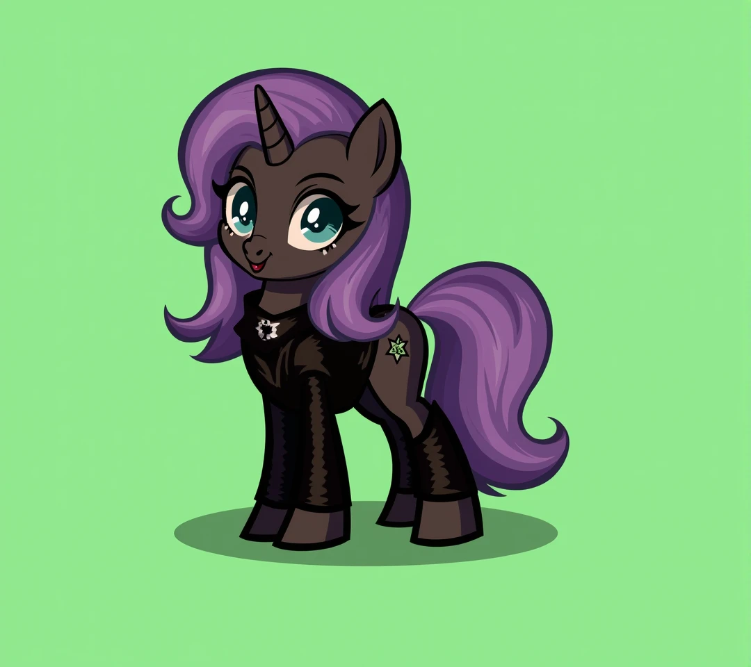 (My little pony), detailed face, black panties, purple hair, dark body, dark blue eyes