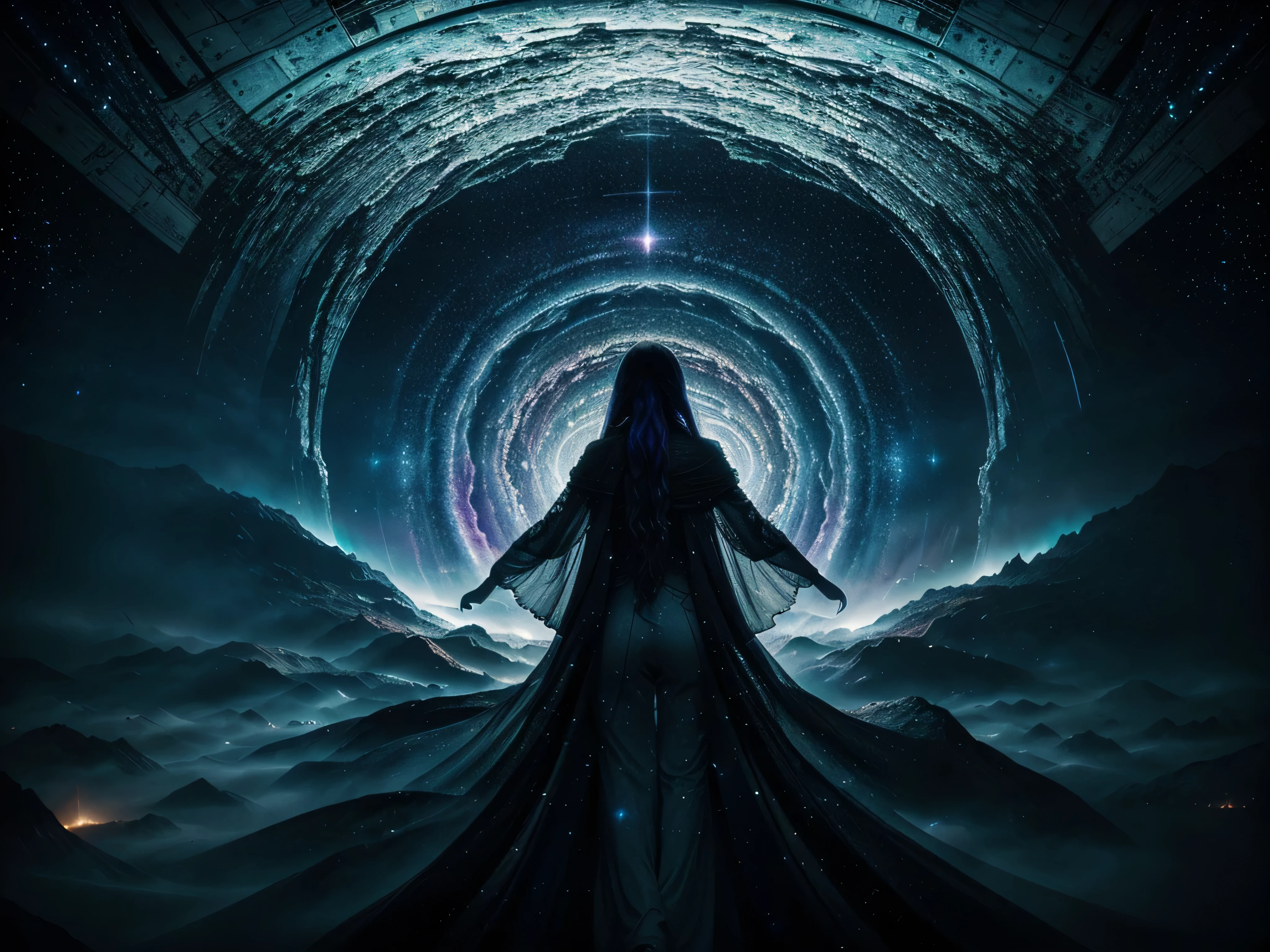 A hauntingly beautiful galactic map emerges in eerie, spectral hues, blending darkness and light in a mesmerizing dance. The main subject is a swirling vortex of cosmic colors, hinting at hidden mysteries within the vast universe. This stunning photograph captures the essence of ethereal space navigation, with intricate details that speak of a complex and enigmatic galaxy. The high fashion image showcases the intricacy of the map, crafted with exquisite precision and dazzling allure, inviting viewers to explore its depths with awe and wonder.