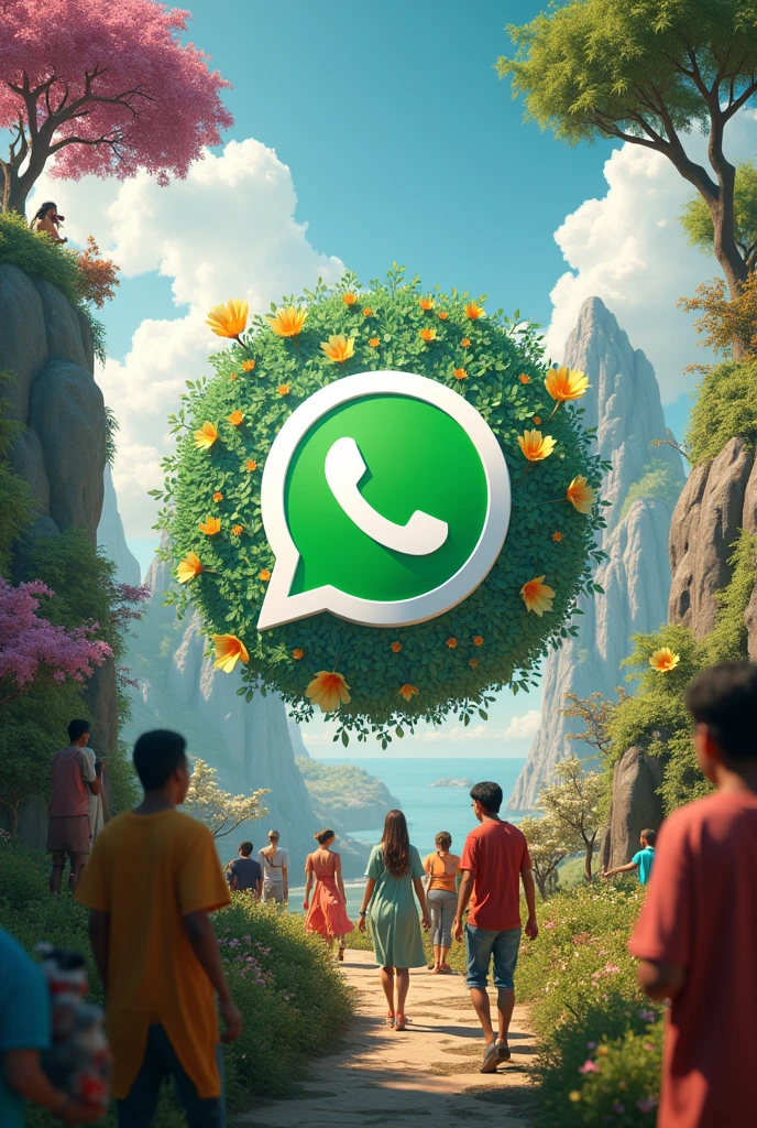 Create “Aalimzoy” Name in WhatsApp logo into the amazing area with people.