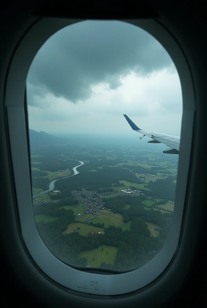 Airplane window view rainy Travelling to Thiruvananthapuram to Mangalore 