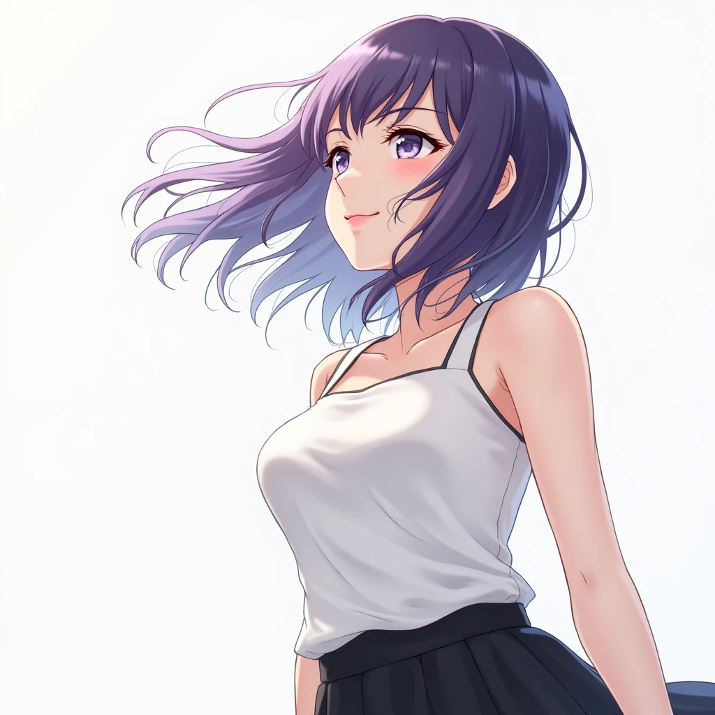 ((Highest quality, 10)), (Realistic), (face focus: 1.1), (White & Black: 1.3), japanese girl Girl, purple hair Hair,
I fluttered in the wind., turned sideways, Look up at your face., Closed eyes, (sleeveless: 1.1)、skirts, D Cup Chest,