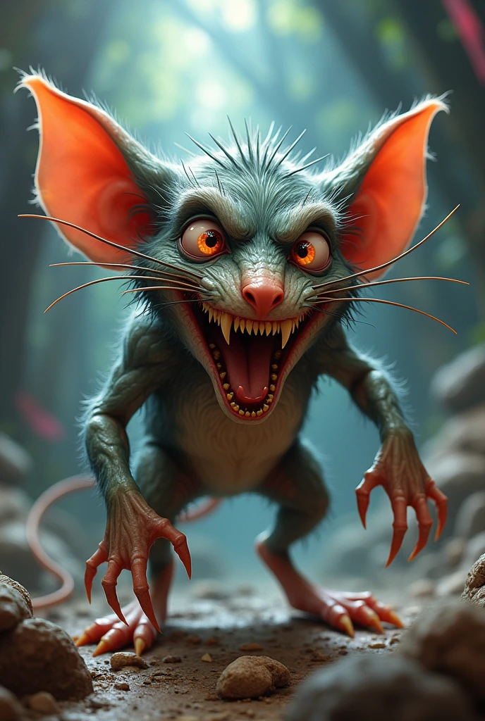 Gremlin-like rat-like creature、Ferocious monsters、Cartoon style three-dimensional view