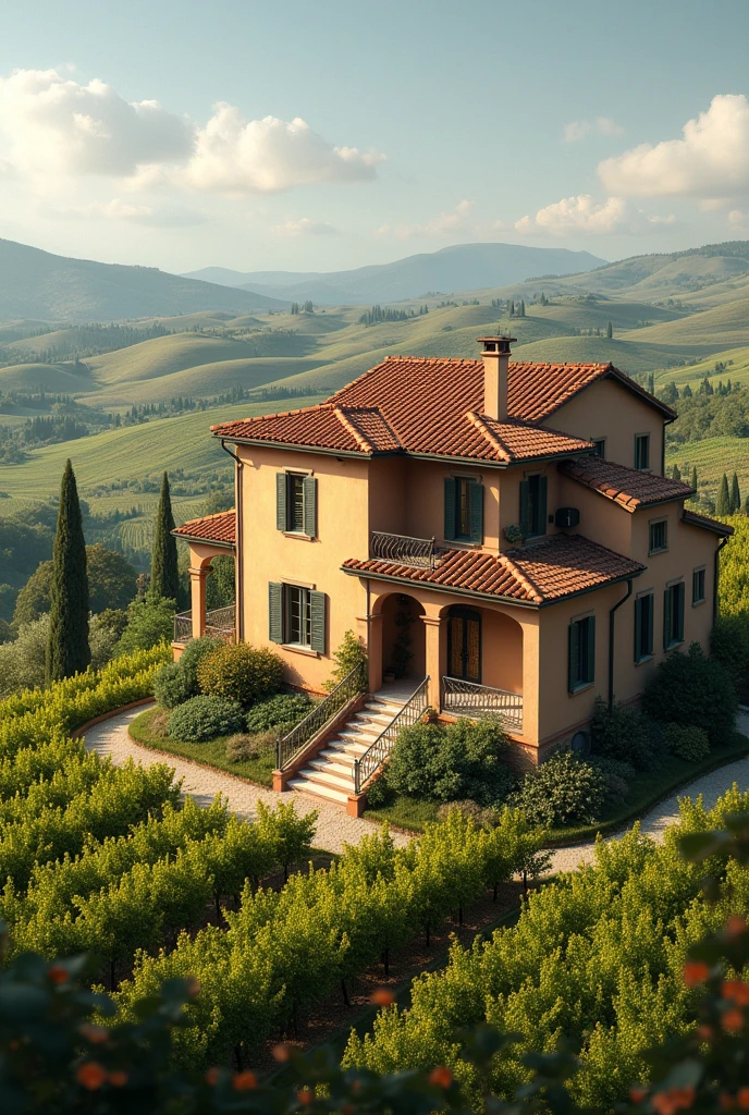 Two-storey house in an Italian vineyard