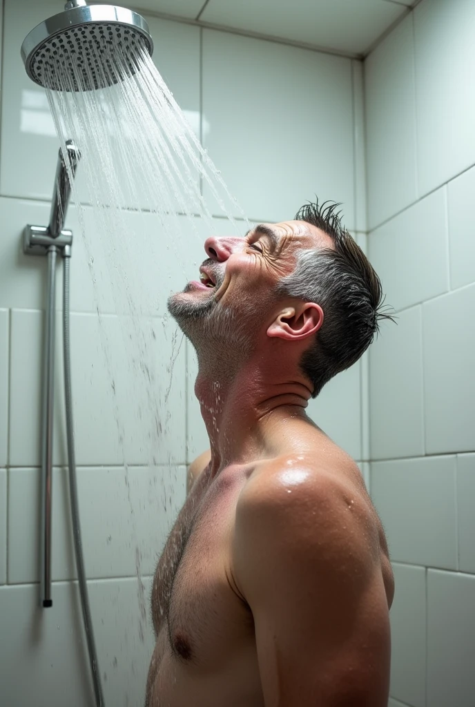 A man talking cold shower