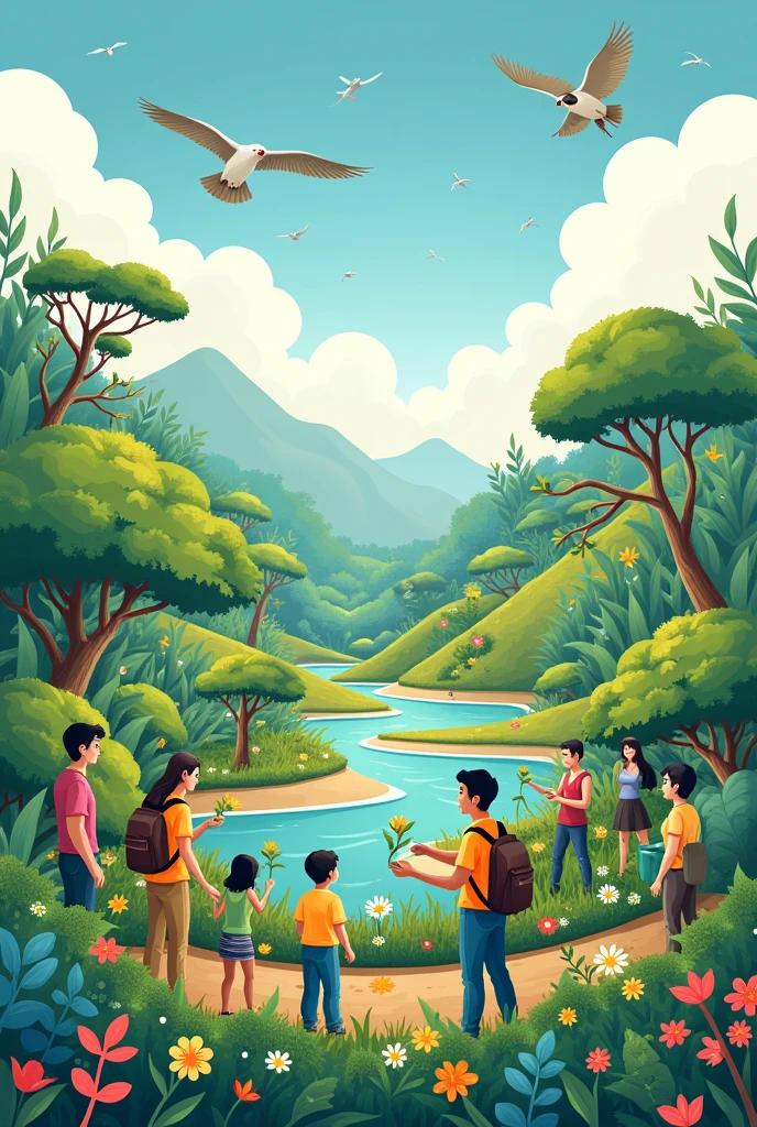 Poster showing conservation of natural resources and ways to manage scarcity.