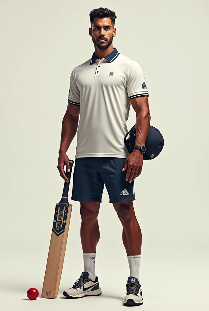 A man without sitting on chair face front of camera chair side sport cricket bat and ball