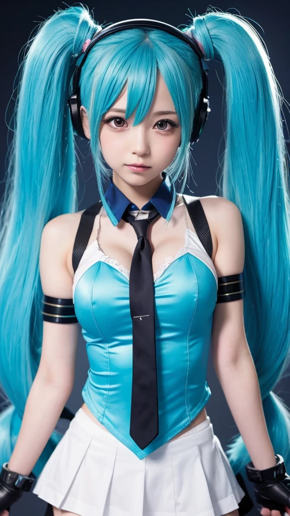 best quality, High resolution, Big breasts hatsune miku, expressive, mascara, Black T-shirt and, black skirt, lace pantyhose, High shoes, concert, Black Television Stations, guitar, studio, amplifier, messy room, electrical cables, night, choker necklace, Nipple piercing, dark eyeliner, dark eye makeup, pale complexion, accessories using nails, Wristband, Complex fundamentals, Sparkling, graffiti, drink, poster of, With background, Pindets, underground, Crowded, noisy, sweaty, full of prunes, Mosin, narrow, in the room, masterpiece, highest quality, alone, smile, heart pounding, full body esbian, view viewer, blue long hair, double tail, Stand on the stereo, stage, stage lighting, stage focus, detailed background, audience, (front focus), keyword: 1 girl taking a picture, (((hatsune miku))), surrealist portrait, fantasy art, realistic pictures, dynamic lighting, volumetric lighting, highly detailed face, 8k, Award-winning, 1 girl, 25 year old girl,bass, long two tail hair and pony, light tosca hair and eye color (((Rich in color))), knack shoes , full body esbian, 大きなsmile (open your mouth), wet skin, highly detailed faceと肌の質感, fine eyes, realistic eyes, detailed and beautiful eyes, (realistic skin), (((Futuristic hatsune miku dress 1:1))), dynamic pose,full body photo,full body esbian、(((All naked、All nude)))(((Open your legs wide and show off your genitals)))