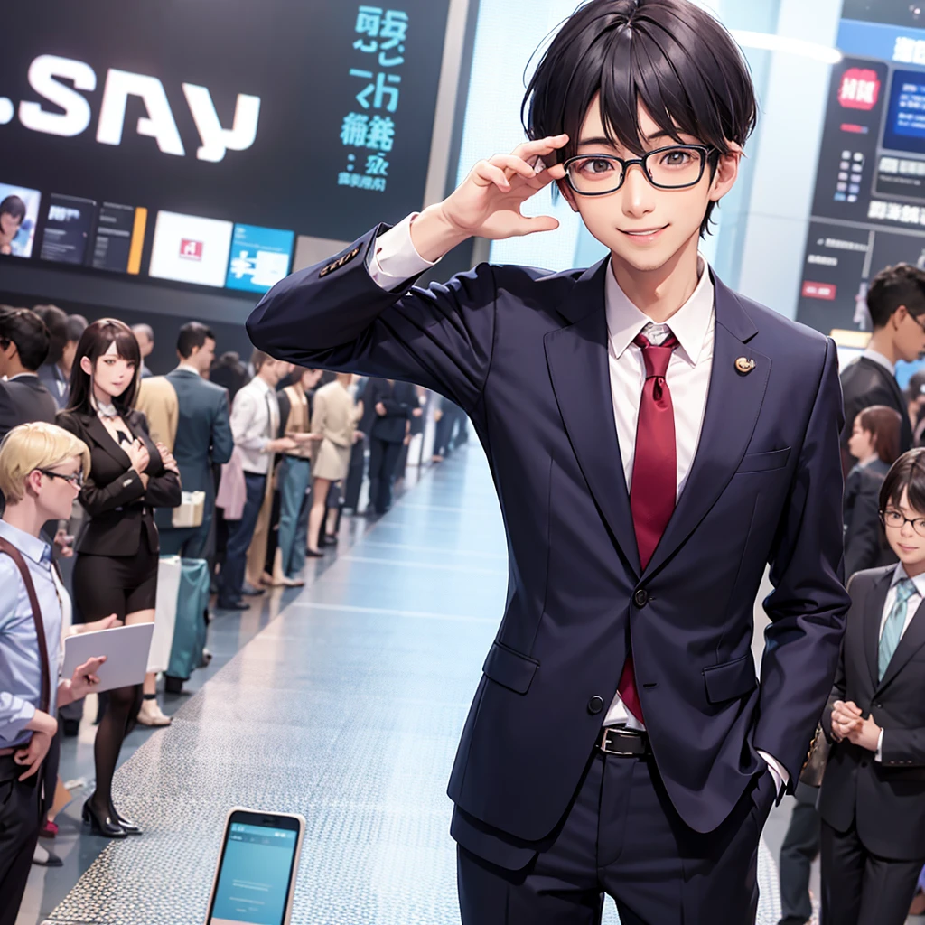 icon、Glasses、male、smile、Berry Short、29-year-old、Slender、Salaryman、suit