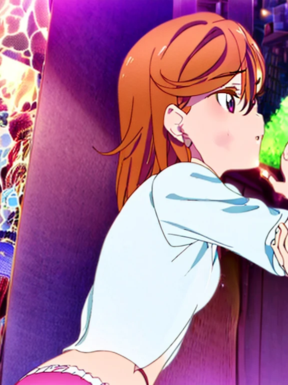 1girl in, lightsmile, Shiny skin, Best Quality, masutepiece, (Game CG:1.4), NSFW, Detailed beautiful face and eyes,Big Tits、Lingerie with a small area, sailorvenus, I could feel the battle, Serious, Cowboy Shot、large full breasts、Full Moon Night、starrysky、((Best Quality)), (Ultra-detailed), (extremely detailed CG unified 8k wallpaper), Highly detailed, High-definition raw color photos, Professional Photography, ((Beautiful big breasts)), Amazing face and eyes, (Uniform with open chest), (See-through panties:1.2)、big butts、turned around
