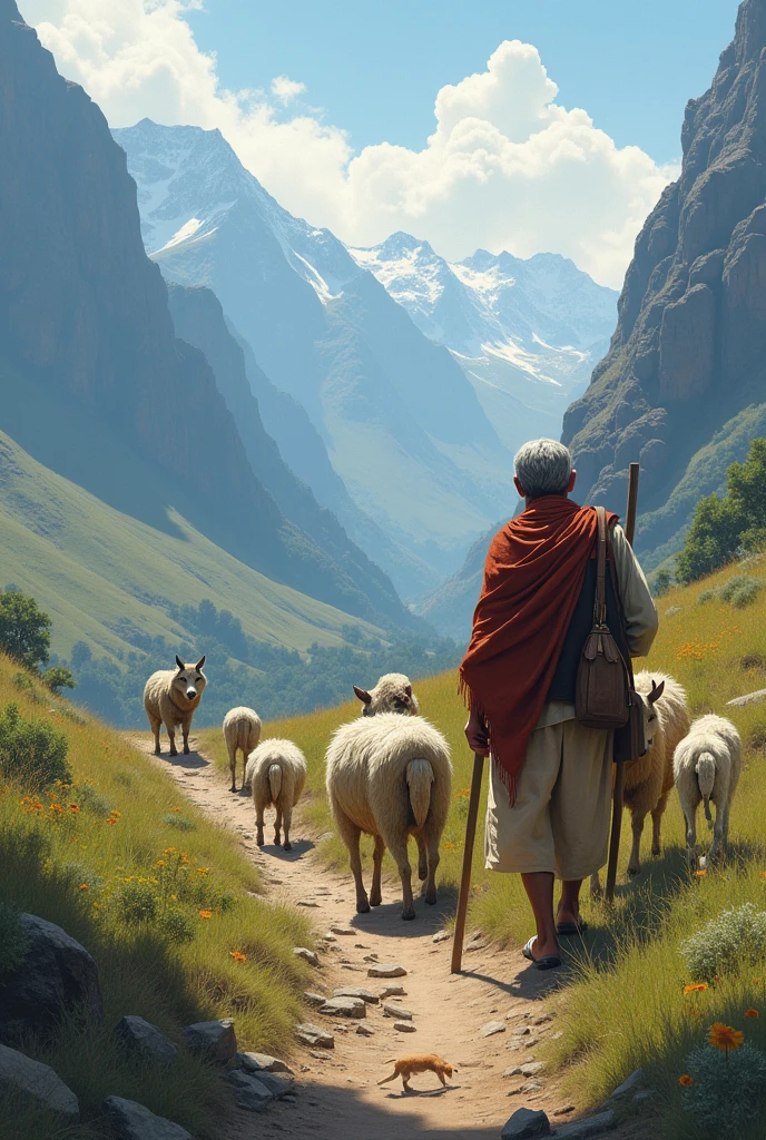 Shepherd image with wolf walking in india