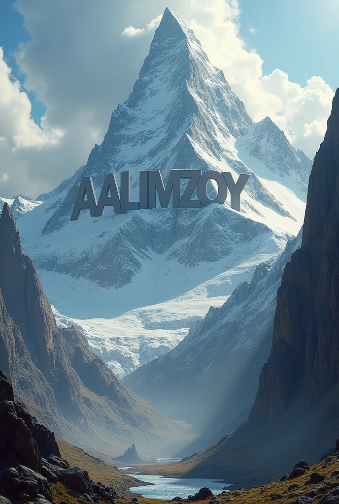 Write “Aalimzoy” on mountain.