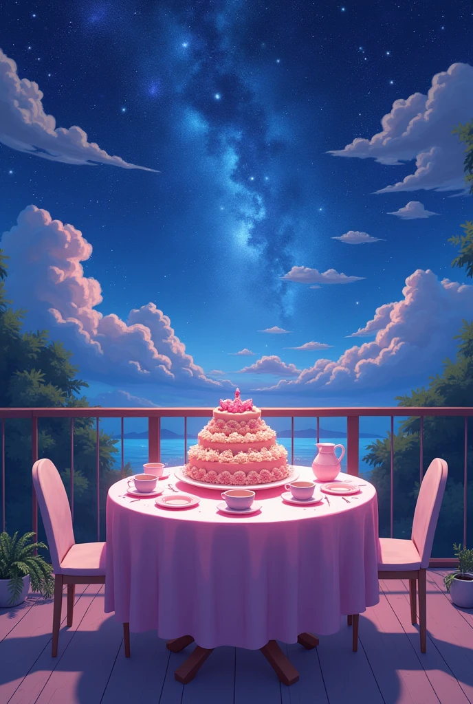 background Party Dreamy Night Sky Anime Pop table cloth cake Tea party