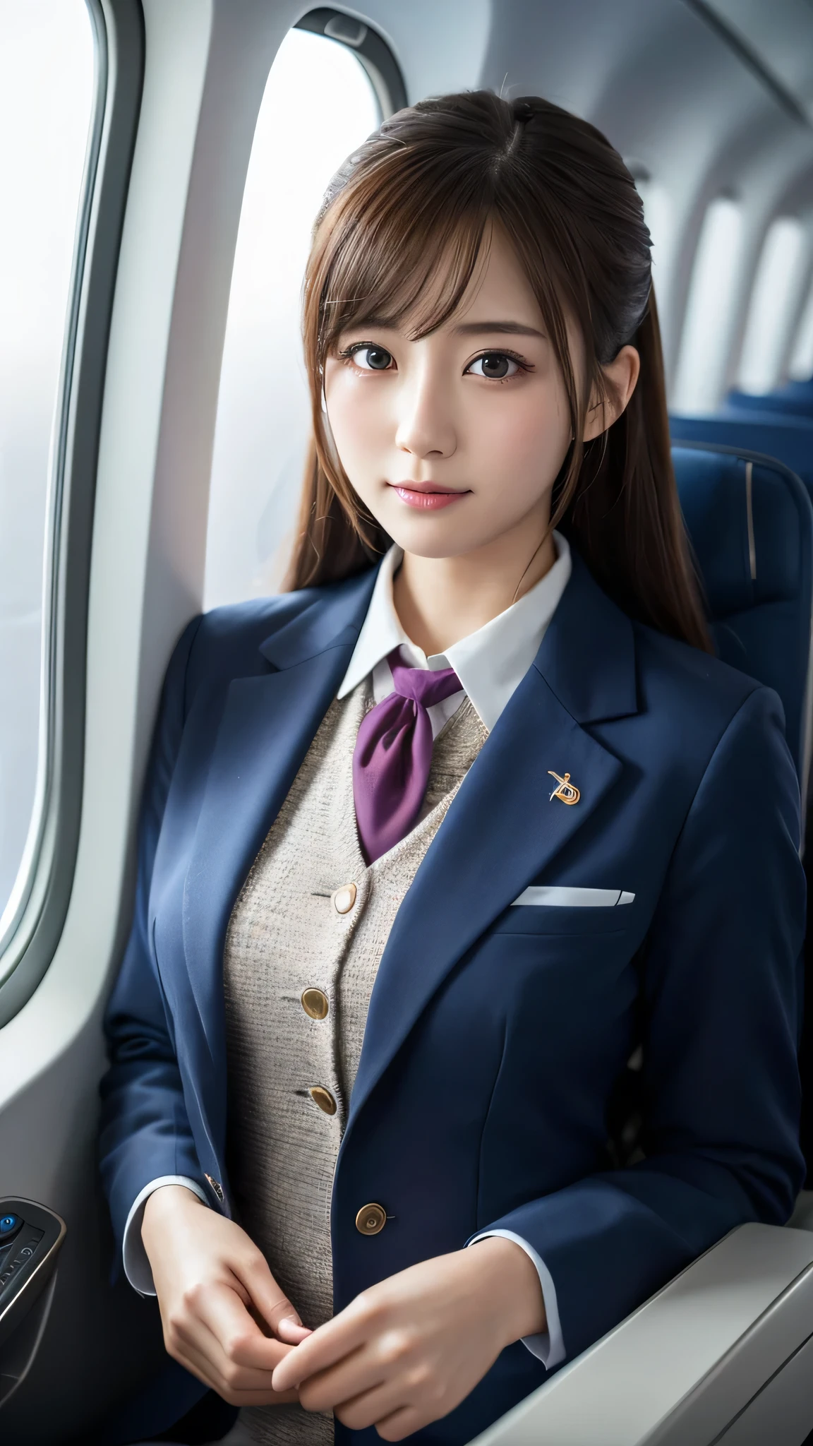Super detailed, High resolution, Super detaileded, highest quality, wonderful, highest quality,Integrated 8K wallpaper, cinematic lighting, stewardess、20-year-old、Japanese
